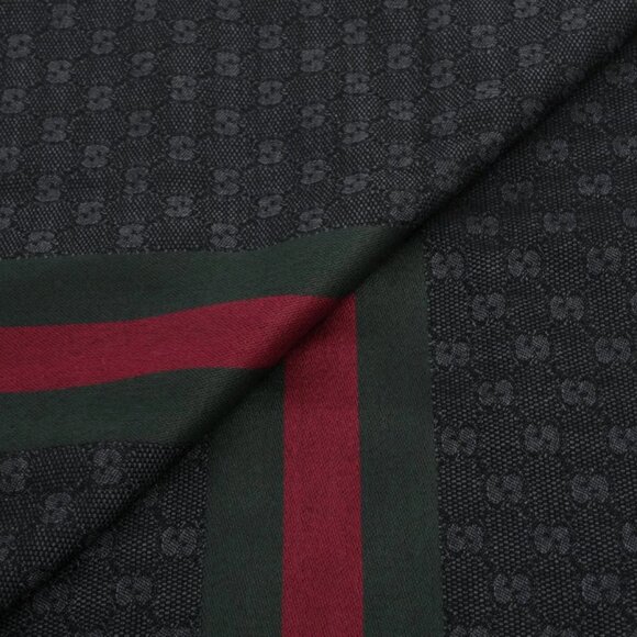 Gucci GG Logo Wool & Silk Scarf Gray - Picture 2 of 4